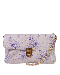 Floral Pochette, Silk, Purple/Silver, Strap, 165, 2